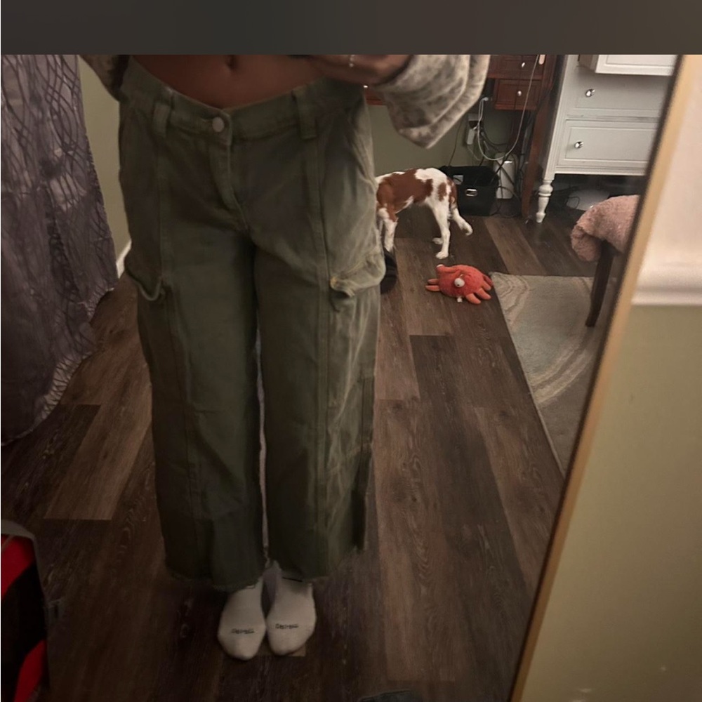 PacSun Olive Green Wide-Leg Cargo Pants